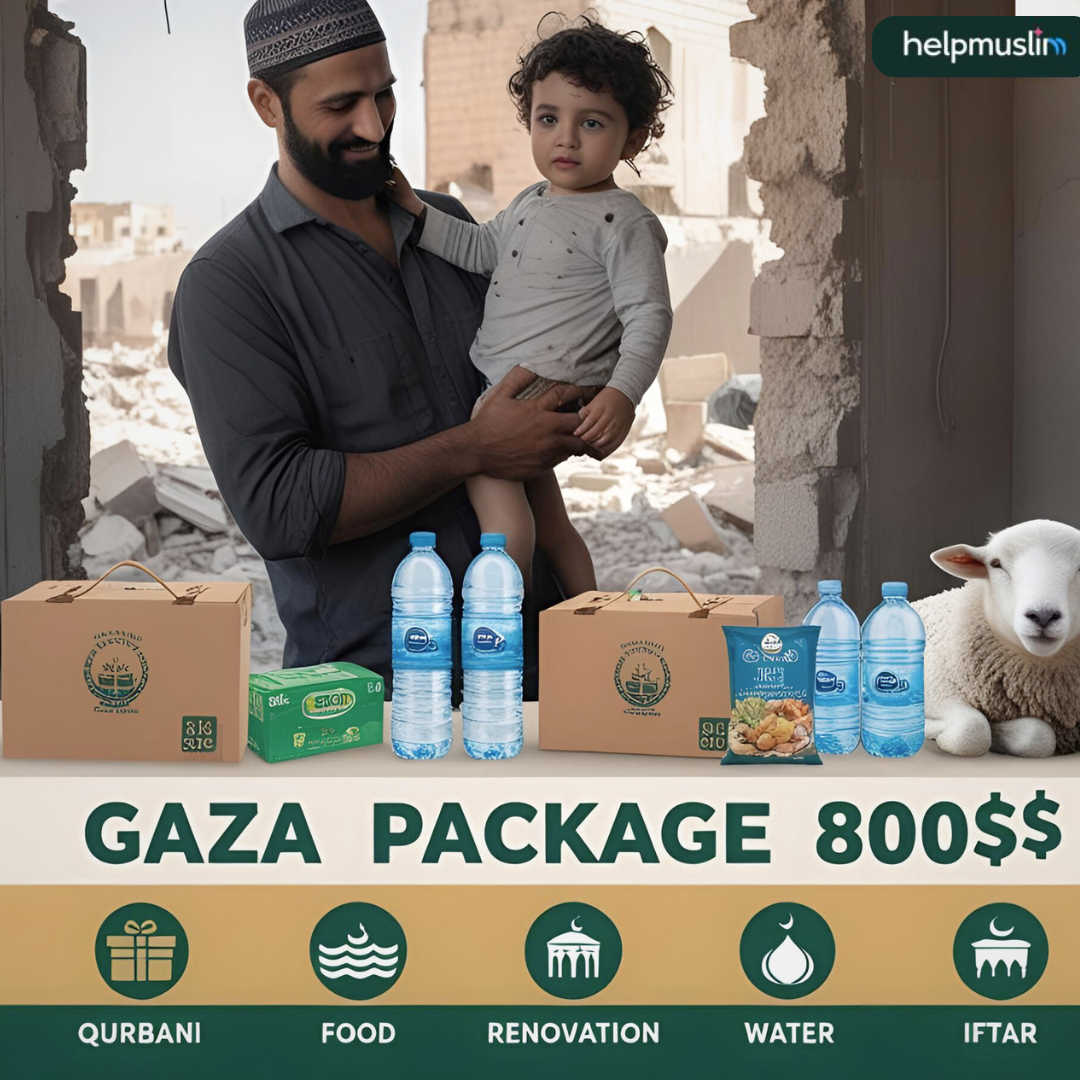 Gaza family receiving comprehensive Eid support package